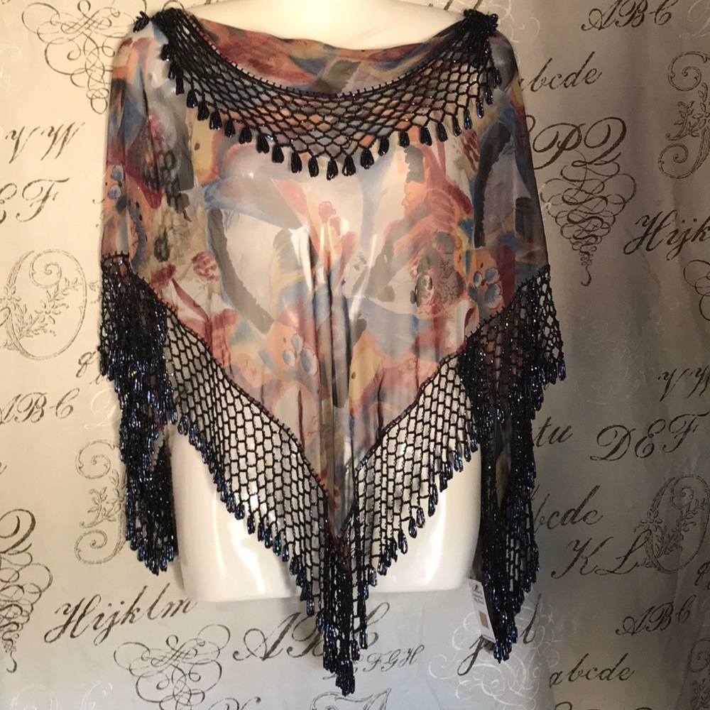 Hand crafted beaded scarf wrap